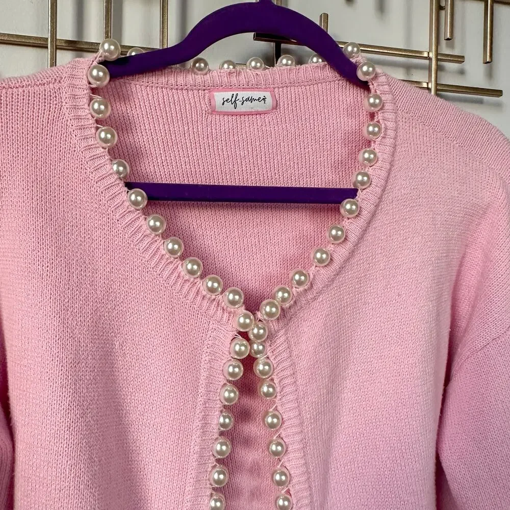 Self-Same Pink Pearl Charlotte Cotton Cardigan Loveshack Fancy - Picture 5 of 16